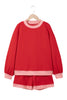 Racing Red Polka Dot Trim Baggy Pullover 2pcs Short Set