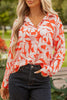 Orange Botanical Print Single Chest Pocket Button Up Shirt