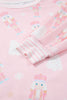 Pink Christmas Tree Nutcracker Doll Print Contrast Trim Long Sleeve Top Matching Shorts Set