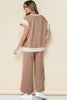 White Color Block Detail Casual Two-piece Set