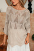 Seagrass Hollow Out Knit 7/8 Sleeve Casual Sweater