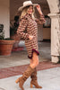Red Plaid Print Ruffled Long Sleeve Patchwork Hem Mini Shirt Dress