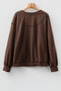Coffee Button Front V Neck Casual Cardigan