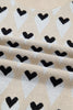 Parchment Geometric Heart Print Ribbed Trim Loose Sweater