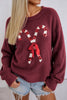 Red Dahlia Sequined Candy Cane Festive Casual Christmas Sweater
