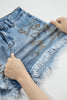 Dusk Blue Western Embroidery Stud Denim Shorts Summer Daily Wear