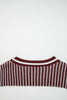 Light Blue Two Tone Striped Patchwork Drop Shoulder Loose Sweater