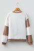 Dark Khaki Colorblock Checkered Raw Seamed Round Neck Knitted Jumper
