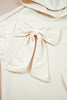 White Solid Color Cute Bow Detail Loose Hoodie