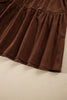 Coffee Winter Corduroy V Neck Long Sleeve Plus Size Mini Dress