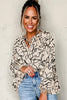 Gray Morn Floral Print Batwing Sleeve Buttoned Loose Fit Shirt