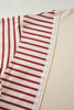 Red Stripe Sleeve Patchwork Casual Knit Top