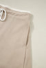 Parchment Raw Edge Detail Colorblock Patchwork Cropped Pullover Drawstring Skirt Set