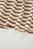 Brown Stripe Half Buttons Top and Shorts Set