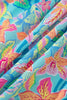 Multicolour Floral Print Contrast Scallop Striped Trim V Neck Dress