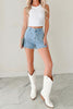 Myosotis High Rise Patch Pocket Denim Shorts
