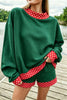 Racing Red Polka Dot Trim Baggy Pullover 2pcs Short Set