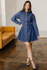 Ashleigh Blue Denim Shirt Collar Long Sleeve Flared Mini Dress
