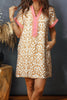 Khaki Western Fashion Print Striped Color Block Patchwork Shift Mini Dress