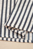 Black Stripe Polo Collar Half Zip Short Puff Sleeve Blouse