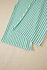 Sky Blue Stripe Crew Neck Tee Drawstring Waist Cropped Pants Set