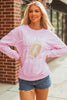 Pink GAME DAY Football Rugby Print Casual Sweatshirt