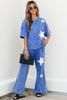 Ashleigh Blue Acid Wash Star Patched Rolled Trim Pants Set