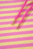 Rose Red Striped Long Sleeve Zip-Up Hoodie Drawstring Elastic Waist 2pcs Short Set