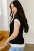 Black Horse Shoe Pattern Contrast Trim Short Sleeve Sweater