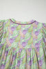 Green Boho Paisley Print Half Puff Sleeve Blouse
