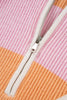 Orange Stripe Colorblock Half Zip Oversize Sweater