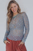 Ashleigh Blue Sheer Floral Lace Long Sleeve Slim Fit Top