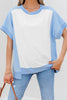 Light Green Color Block Exposed Seam Crew Neck T Shirt