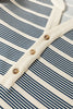 Blue Stripe Ruffled Short Sleeve Contrast Trim Button Notched Neck Midi Dress