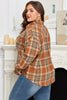 Brown Plaid Print Flap Pocket Buttoned Plus Size Shacket