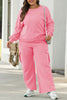 Sachet Pink Solid Color Patchwork Pullover Top and Cargo Pants Set