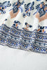 Sky Blue Plus Size Boho Print Split Neck Long Sleeve Mini Dress