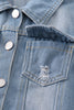 Distressed button down denim jeans