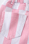 Pink stripe double layered denim jeans