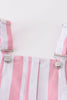 Pink stripe denim strap overall dress