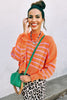 Orange Stripe Ribbed High Neck Drop Shoulder Boxy Fit Sweater