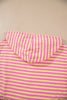 Rose Red Striped Long Sleeve Zip-Up Hoodie Drawstring Elastic Waist 2pcs Short Set