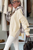 Chicory Coffee Plaid Patchwork Side Slit Hoodie