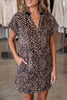 Brown Leopard Print Short Sleeve Mini Shift Silhouette Dress