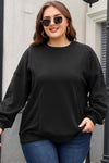 Black Loose Patchwork Crewneck Plus Size Sweatshirt