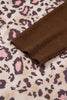 Brown Leopard Print Knit Patchwork Plus Hoodie