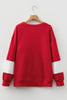 Fiery Red Colorblock Drop Shoulder Baggy Sweatshirt