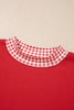 Racing Red Polka Dot Trim Baggy Pullover 2pcs Short Set