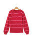 Red Stripe Striped Round Neck Long Sleeve Shift Pullover Sweater