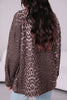 Khaki Oversized Leopard Print Long Sleeve Patch Pocket Denim Jacket